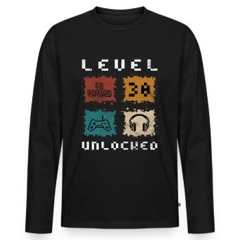30th Birthday Gamer Gamer Level 30 Unlocked - Men's Premium Organic Long Sleeve Shirt - black - Front - Nico (187cm)