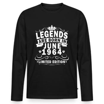 Né en juin 1964 Juin 1964 Né en juin 1964 - T-shirt manches longues Premium bio Homme - noir - Devant - Nico (187cm)