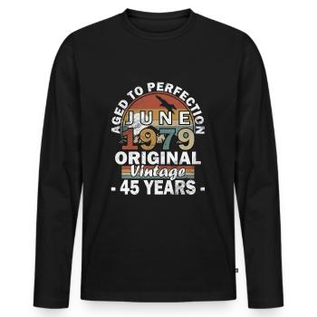 Juni 1979 Geburtstagsgeschenk 1979 Juni 1979 Retro - Männer Premium Bio Langarmshirt - Schwarz - Vorne - Nico (187cm)