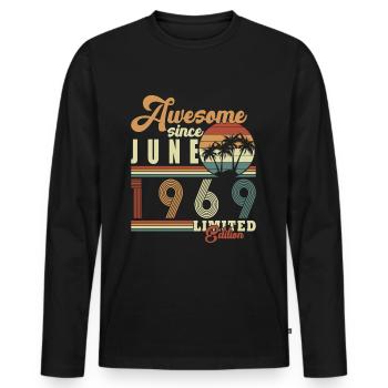 Original Juin 1969 Millésime 1969 Anniversaire 1969 - T-shirt manches longues Premium bio Homme - noir - Devant - Nico (187cm)