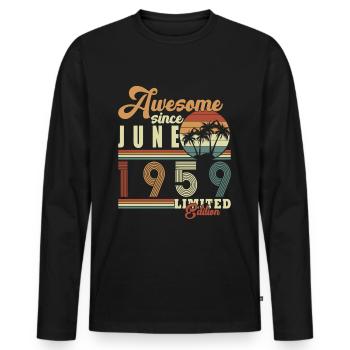 Original Juin 1959 Millésime 1959 Anniversaire 1959 - T-shirt manches longues Premium bio Homme - noir - Devant - Nico (187cm)