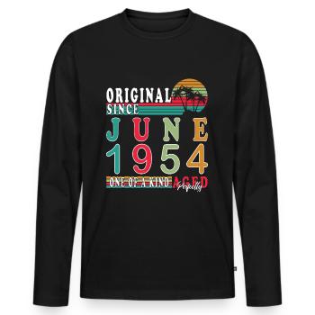 June 1954 | Birthday 1954 Born June 1954 - Men's Premium Organic Long Sleeve Shirt - black - Front - Nico (187cm)