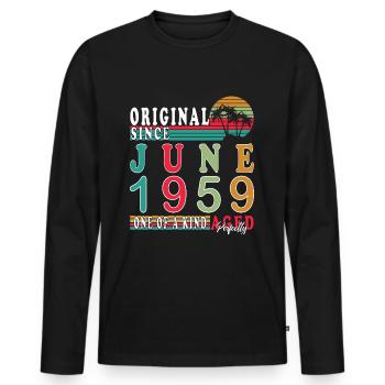 June 1959 | Birthday 1959 Born June 1959 - Men's Premium Organic Long Sleeve Shirt - black - Front - Nico (187cm)