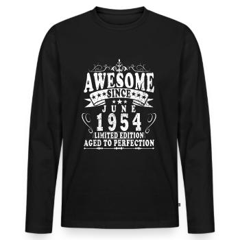 Juin 1954 Anniversaire 1954 Rétro 1954 Juin 1954 - T-shirt manches longues Premium bio Homme - noir - Devant - Nico (187cm)