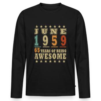Original Juin 1959 Millésime 1959 Anniversaire 1959 - T-shirt manches longues Premium bio Homme - noir - Devant - Nico (187cm)