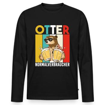 Otter Normalverbraucher Lustiger Bier Spruch Retro - Männer Premium Bio Langarmshirt - Schwarz - Vorne - Nico (187cm)