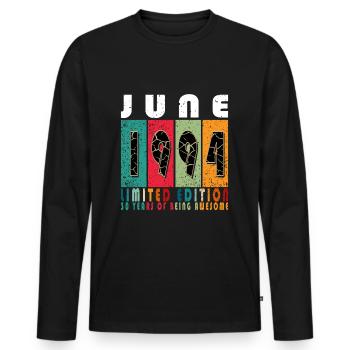Juni 1994 Juni Jubiläum Juni 1994 - Männer Premium Bio Langarmshirt - Schwarz - Vorne - Nico (187cm)