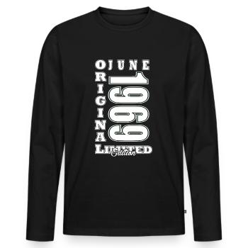 Jubilé de juin 1969 Juin 1969 | Né en juin - T-shirt manches longues Premium bio Homme - noir - Devant - Nico (187cm)