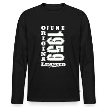 1959 Juni 1959 Jahrestag Juni 1959 Juni Geburtstag - Männer Premium Bio Langarmshirt - Schwarz - Vorne - Nico (187cm)