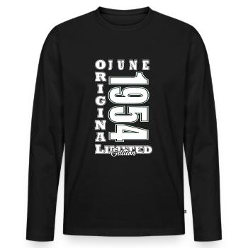 Juin 1954 Anniversaire 1954 Rétro 1954 Juin 1954 - T-shirt manches longues Premium bio Homme - noir - Devant - Nico (187cm)