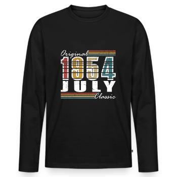 Vintage geboren Juli 1954 Geburtstag Juli 1954 - Männer Premium Bio Langarmshirt - Schwarz - Vorne - Nico (187cm)