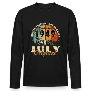 July 1949 Birthday Gift 1949 I Made in July - Men's Premium Organic Long Sleeve Shirt - black - Front - Nico (187cm)
