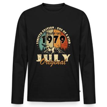 Juillet 1979 Cadeau d’anniversaire 1979 I Made in July - T-shirt manches longues Premium bio Homme - noir - Devant - Nico (187cm)