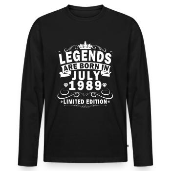 Juillet 1989 Juillet Cadeau d’anniversaire Juillet 1989 - T-shirt manches longues Premium bio Homme - noir - Devant - Nico (187cm)