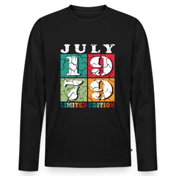 Juillet 1979 Cadeau d’anniversaire 1979 Juillet 1979 - T-shirt manches longues Premium bio Homme - noir - Devant - Nico (187cm)