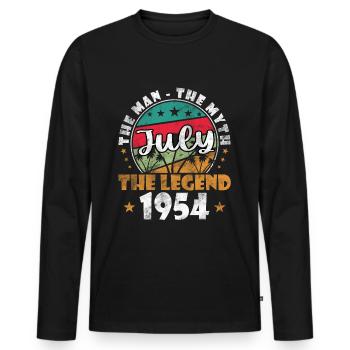 70e anniversaire Original juillet 1954 Né en 1954 - T-shirt manches longues Premium bio Homme - noir - Devant - Nico (187cm)