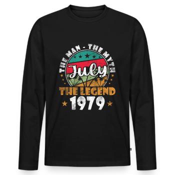 Cadeau Juillet 1979 Anniversaire Juillet 1979 Juillet - T-shirt manches longues Premium bio Homme - noir - Devant - Nico (187cm)