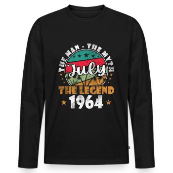Geburtstag Juli 1964 Jahr 1964 Juli Jahrgang 1964 - Männer Premium Bio Langarmshirt - Schwarz - Vorne - Nico (187cm)