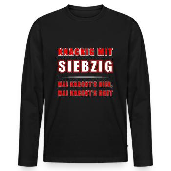 I'm Crisp 70 Years 70th Birthday Vintage - Men's Premium Organic Long Sleeve Shirt - black - Front - Nico (187cm)