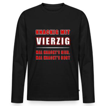 40. GEBURTSTAG 1984 KNACKIGE 40 - Männer Premium Bio Langarmshirt - Schwarz - Vorne - Nico (187cm)