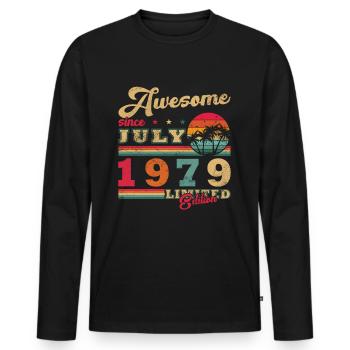 Born in July 1979 Born in July 1979 Born in July 1979 - Men's Premium Organic Long Sleeve Shirt - black - Front - Nico (187cm)