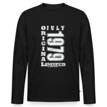 Juillet 1979 Juillet Cadeau d’anniversaire Juillet 1979 - T-shirt manches longues Premium bio Homme - noir - Devant - Nico (187cm)