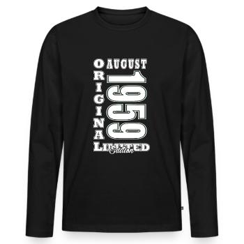 August 1959 - Geschenkidee Für August 1959 - 1959 - Männer Premium Bio Langarmshirt - Schwarz - Vorne - Nico (187cm)