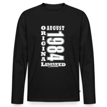 Août 1984 - Idée cadeau pour août 1984 - 1984 - T-shirt manches longues Premium bio Homme - noir - Devant - Nico (187cm)