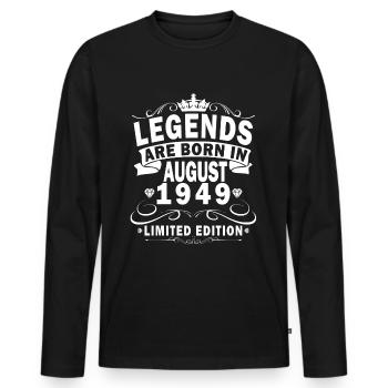 August 1949 Legende seit August 1949 Vintage 1949 - Männer Premium Bio Langarmshirt - Schwarz - Vorne - Nico (187cm)