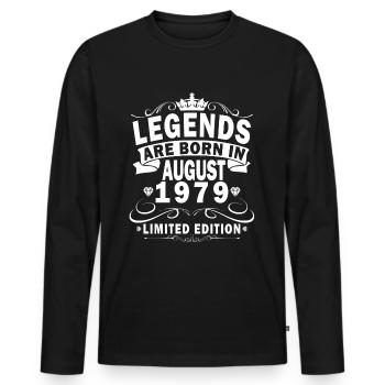 Août 1979 Légende depuis août 1979 Millésime 1979 - T-shirt manches longues Premium bio Homme - noir - Devant - Nico (187cm)