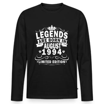 August 1994 Legende seit August 1994 Vintage 1994 - Männer Premium Bio Langarmshirt - Schwarz - Vorne - Nico (187cm)