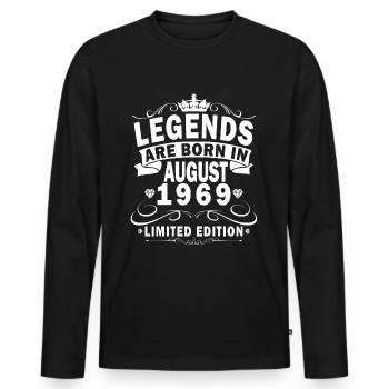 Août 1969 Légende depuis Août 1969 Millésime 1969 - T-shirt manches longues Premium bio Homme - noir - Devant - Nico (187cm)