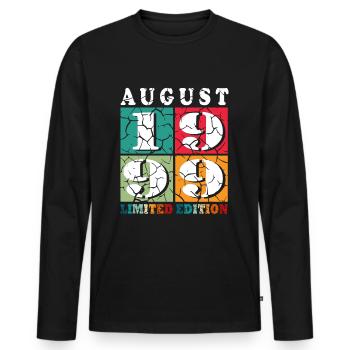 Jubiläum August 1999 - Limited Edition August 1999 - Männer Premium Bio Langarmshirt - Schwarz - Vorne - Nico (187cm)