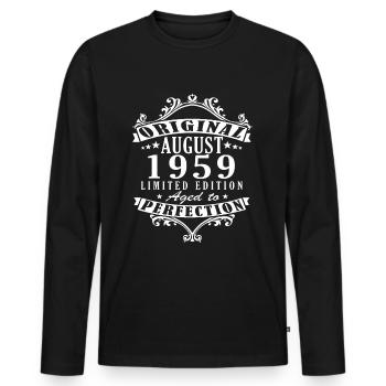 Août 1959 Anniversaire Août 1959 - Août 1959 - T-shirt manches longues Premium bio Homme - noir - Devant - Nico (187cm)