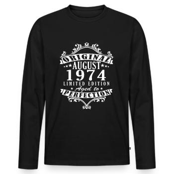 50 Years Anniversary August 1974 Vintage Men's Women's - Men's Premium Organic Long Sleeve Shirt - black - Front - Nico (187cm)