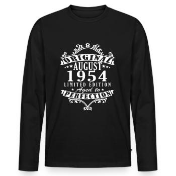 Août 1954 - Né en Août 1954 - Anniversaire - T-shirt manches longues Premium bio Homme - noir - Devant - Nico (187cm)