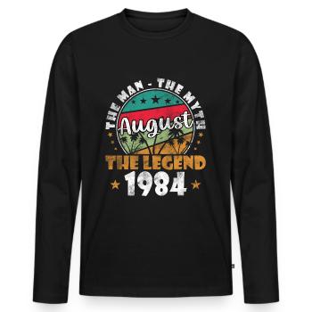 Août 1984 Jubilé 1984 - Légendes Août 1984 - T-shirt manches longues Premium bio Homme - noir - Devant - Nico (187cm)