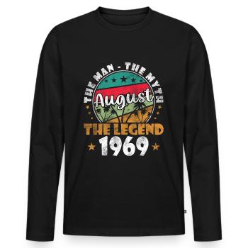 Août 1969 Légende depuis Août 1969 Millésime 1969 - T-shirt manches longues Premium bio Homme - noir - Devant - Nico (187cm)