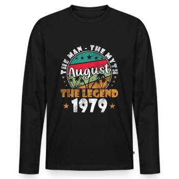 August 1979 Geburtstagsgeschenk 1979 Legenden - Männer Premium Bio Langarmshirt - Schwarz - Vorne - Nico (187cm)