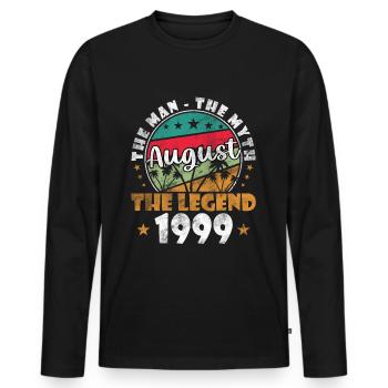 August 1999 Jubiläum 1999 - Legends August 1999 - Männer Premium Bio Langarmshirt - Schwarz - Vorne - Nico (187cm)
