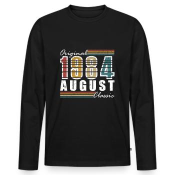 Août 1984 Anniversaire en Août 1984 Millésime 1984 - T-shirt manches longues Premium bio Homme - noir - Devant - Nico (187cm)