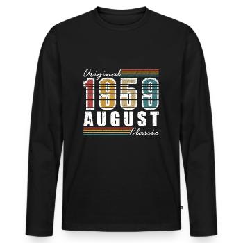 August 1959 Vintage Born Birthday Gift - Men's Premium Organic Long Sleeve Shirt - black - Front - Nico (187cm)