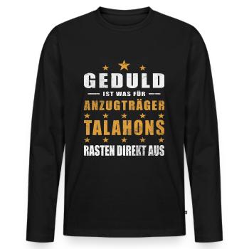 Talahon Deutsches Meme Humor Lustig Talahonien - Männer Premium Bio Langarmshirt - Schwarz - Vorne - Nico (187cm)