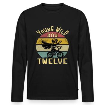 12e anniversaire de BMX Rider - T-shirt manches longues Premium bio Homme - noir - Devant - Nico (187cm)
