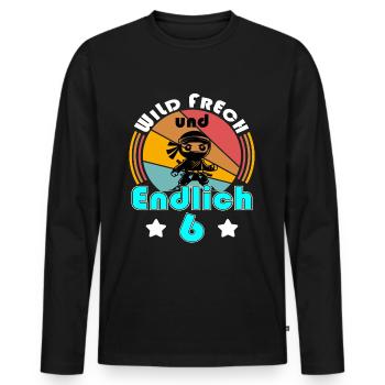 6. Geburtstag Ninja 6 Jahre Ninja Kostüm Jungen - Männer Premium Bio Langarmshirt - Schwarz - Vorne - Nico (187cm)
