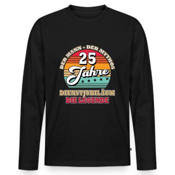 25 jähriges Dienstjubiläum 25 Jahre Firma Jubiläum - Männer Premium Bio Langarmshirt - Schwarz - Vorne - Nico (187cm)