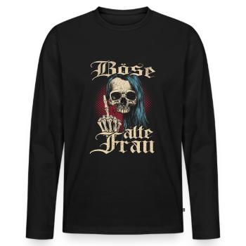 méchante vieille femme majeur - T-shirt manches longues Premium bio Homme - noir - Devant - Nico (187cm)