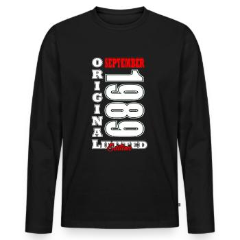 September 1989 Gift Built in September 1989 - Men's Premium Organic Long Sleeve Shirt - black - Front - Nico (187cm)