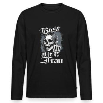 Evil Old Woman Skull - Men's Premium Organic Long Sleeve Shirt - black - Front - Nico (187cm)
