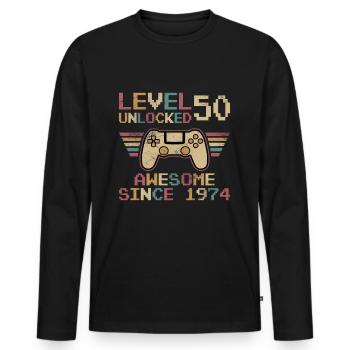 Console de jeu débloquée de niveau 50 - T-shirt manches longues Premium bio Homme - noir - Devant - Nico (187cm)
